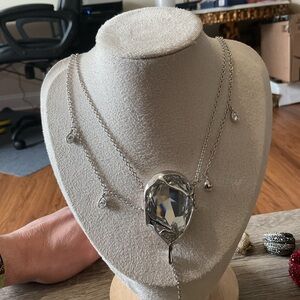 Beautiful Long Swarovski Necklace with Large Stone